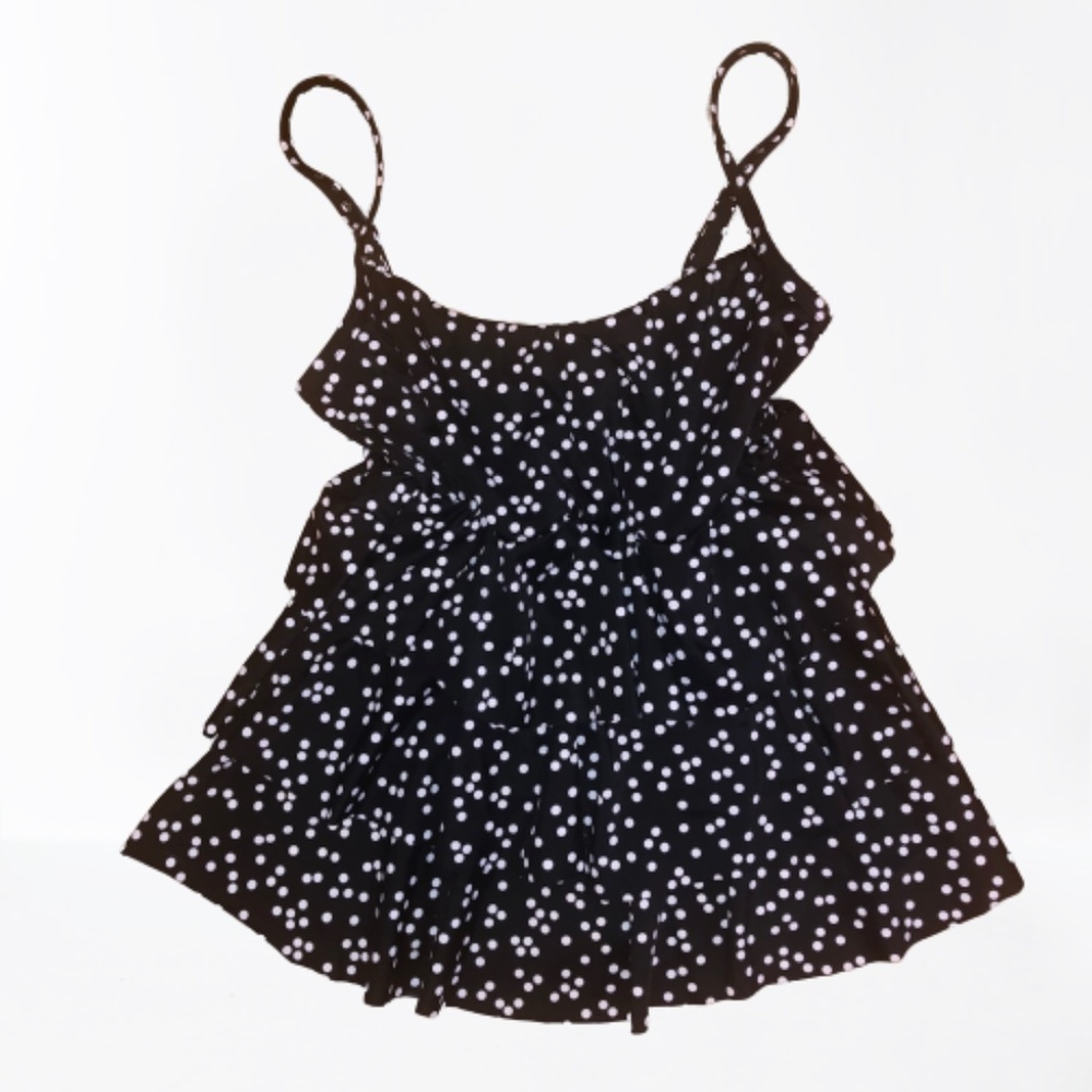 NEW! Tankini Swimsuit Top in Black Polka Dot